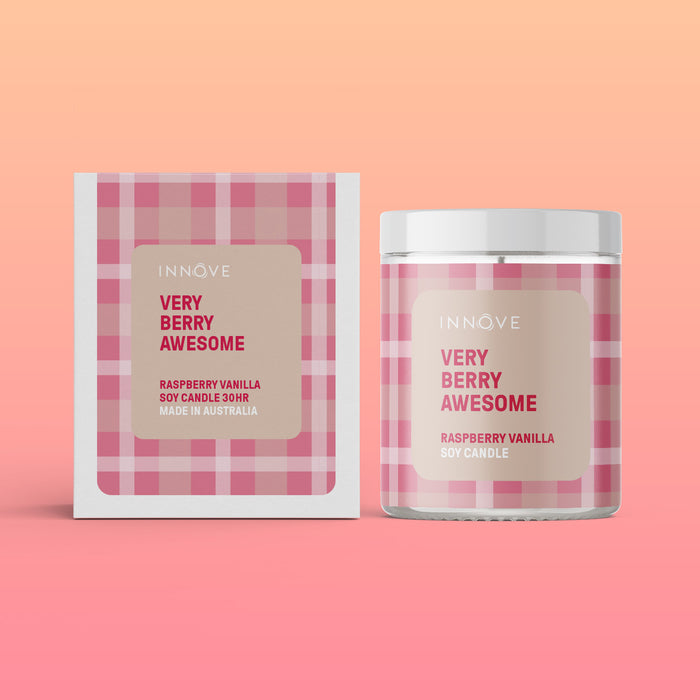 Raspberry Vanilla Soy Candle | Very Berry Awesome - Tartan Soy Candles - Innove - INNOVE