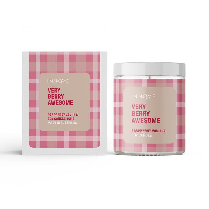 Raspberry Vanilla Soy Candle | Very Berry Awesome - Tartan Soy Candles - Innove - INNOVE