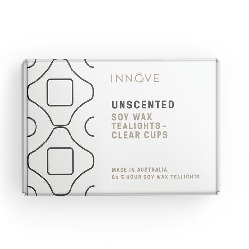 Unscented Soy Tealight Candles in Clear Cups - Soy Wax Tealights - Innove - INNOVE