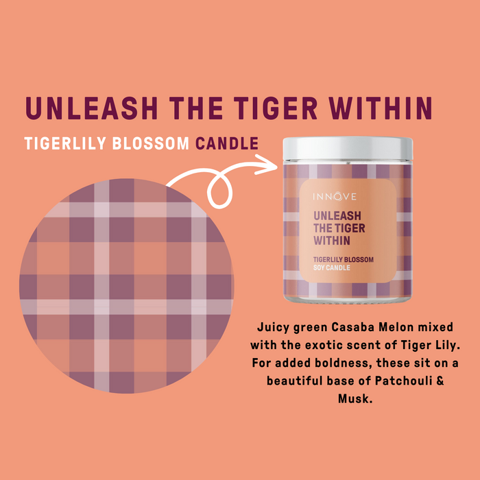 Tigerlily Blossom Soy Candle | Unleash The Tiger Within - Tartan Soy Candles - Innove - INNOVE
