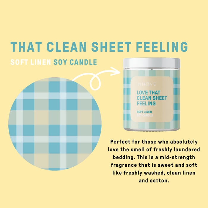 Soft Linen Soy Candle | Love That Clean Sheet Feeling - Tartan Soy Candles - Innove - INNOVE