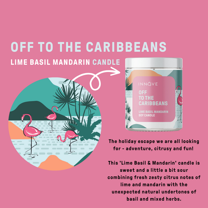 Lime Basil Mandarin Soy Candle | Off To The Caribbeans - Beach Soy Candles - Innove - INNOVE