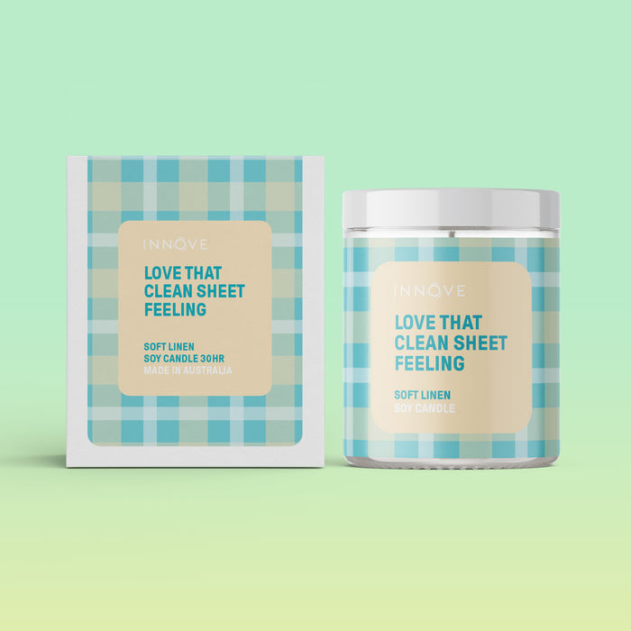 Soft Linen Soy Candle | Love That Clean Sheet Feeling - Tartan Soy Candles - Innove - INNOVE