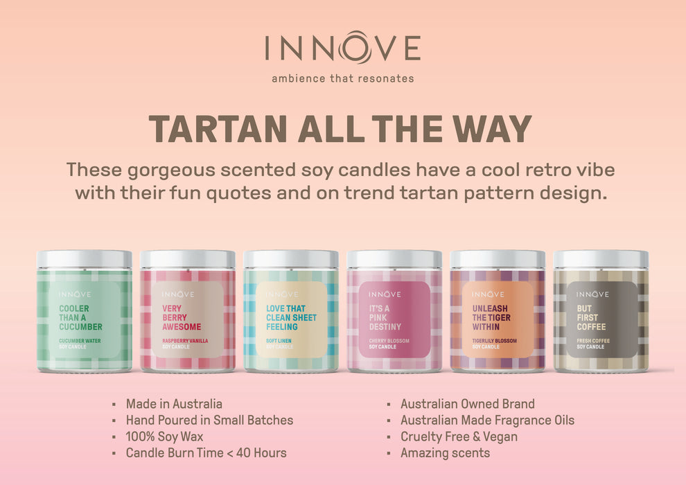 Raspberry Vanilla Soy Candle | Very Berry Awesome - Tartan Soy Candles - Innove - INNOVE